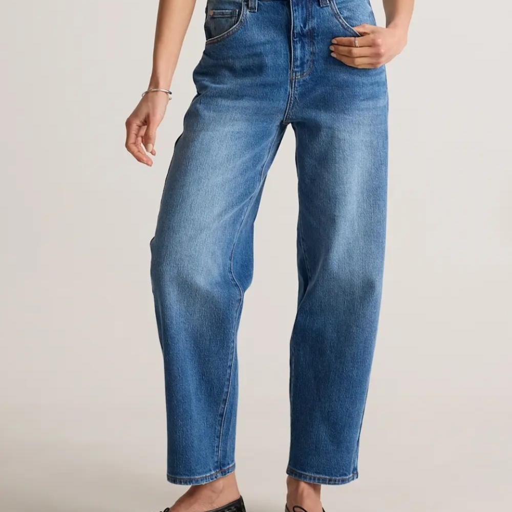 Quince Atlantic Blue Bella Stretch Barrel Jeans